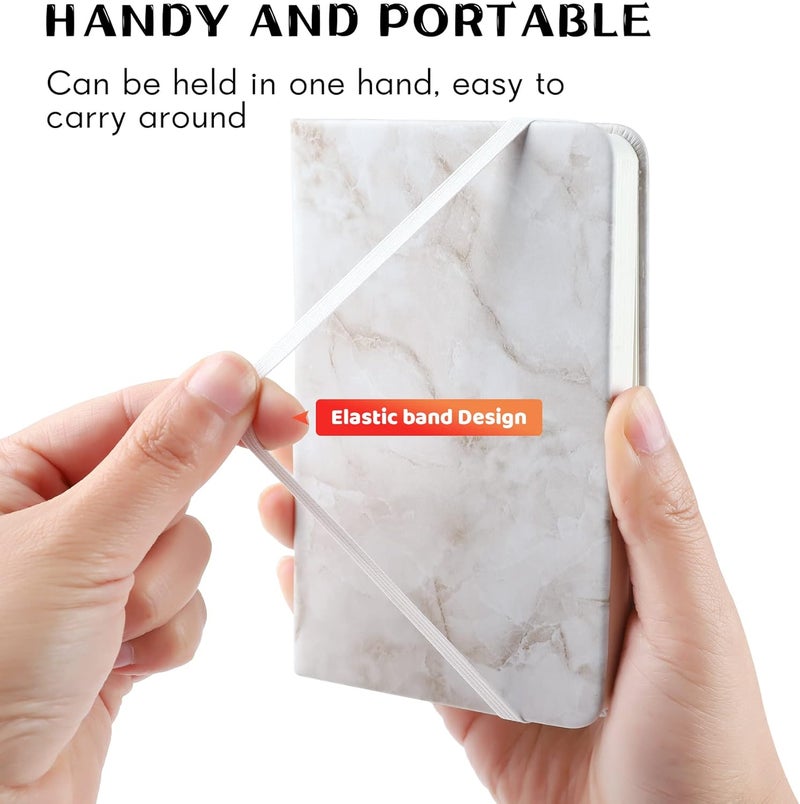 Animusphere 2Pack Pocket Notebook Small Notebook Journal Notebook 4 inches x 5.7 inches 200 Pages Leather Cover With Pen Holder Page Marker Ribbons (Marble) - Image 4